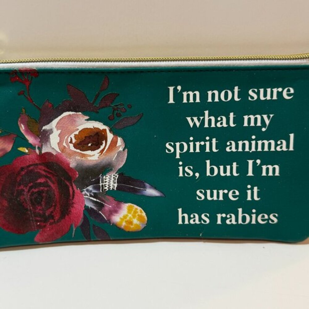 💄 Funny Floral Makeup Bag – "Spirit Animal with Rabies"  bold and sassy